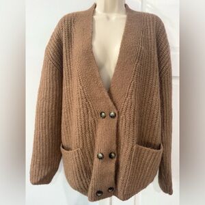 Zara Tan Button-Up Women's Cardigan
